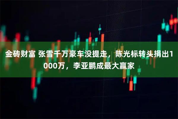 金砖财富 张雪千万豪车没提走,陈光标转头捐出1000万,李亚鹏成最大赢家